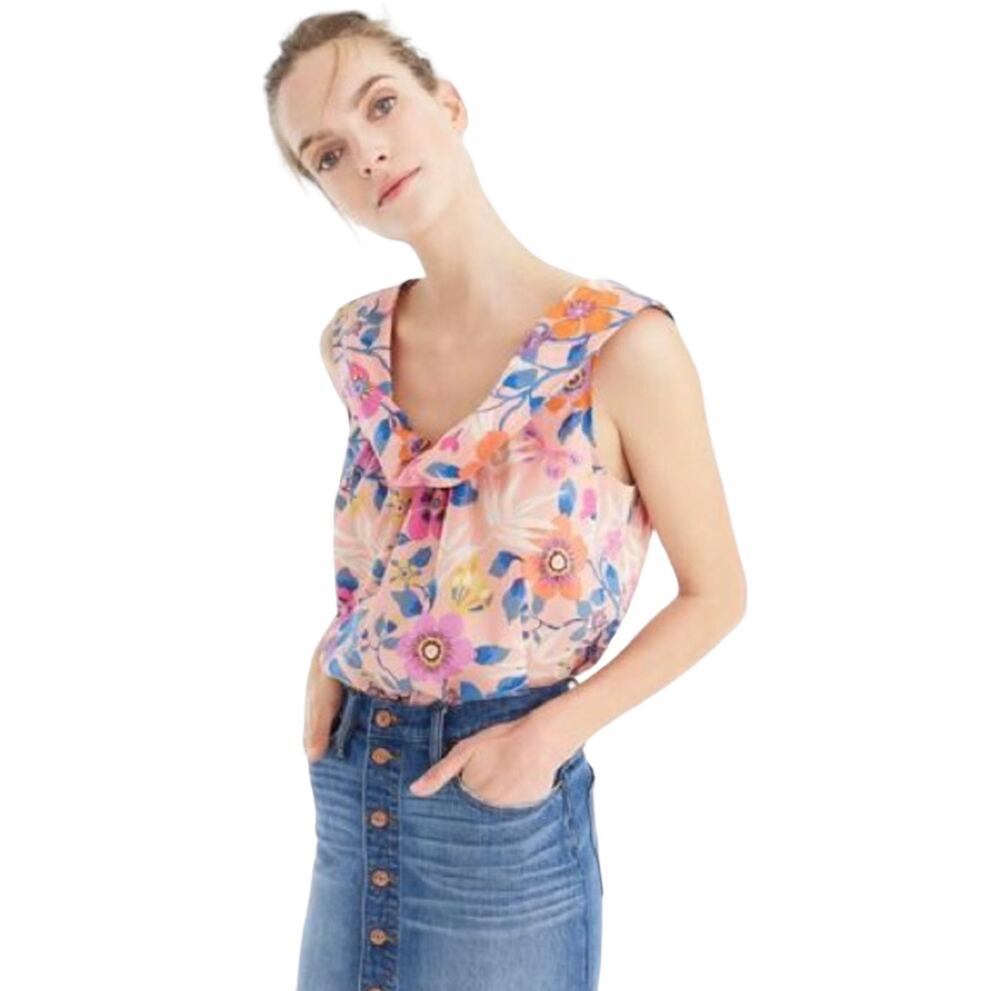 Liberty for JCrew Womens pavilion scoop ruffle floral top XS